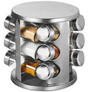 Porta Condimentos Temperos 12 potes Vidro Aço Inox Giratório Qualidade