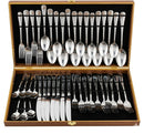 Conjunto de Talheres Faqueiro aço inox Maleta de Madeira com 42 Peças